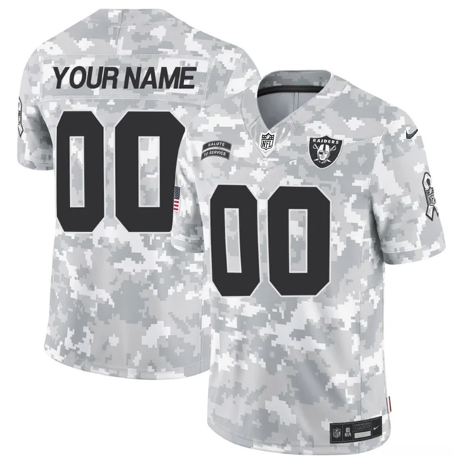 Men's Las Vegas Raiders Active Player Custom 2024 F.U.S.E. Arctic Camo Salute to Service Limited Football Stitched Jersey